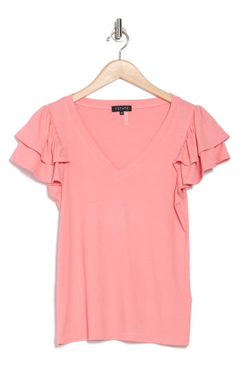 1.state Flutter Sleeve Rib Top In Peach Blossom