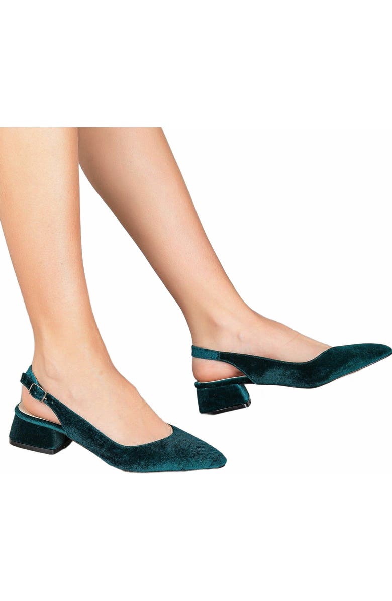 Forever & Always Shoes Emma Slingback Flat Heels, Alternate, color, Green