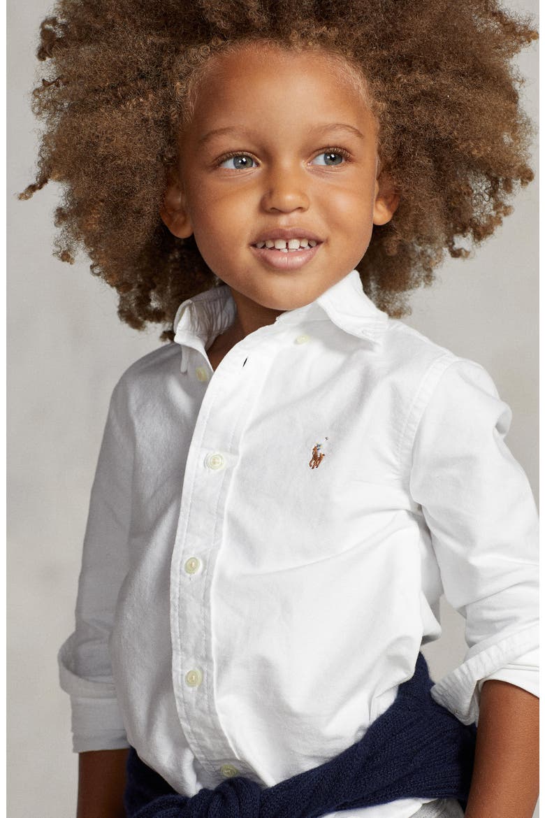 Kids' Oxford Cotton Button-Down Shirt, Alternate, color, WHITE