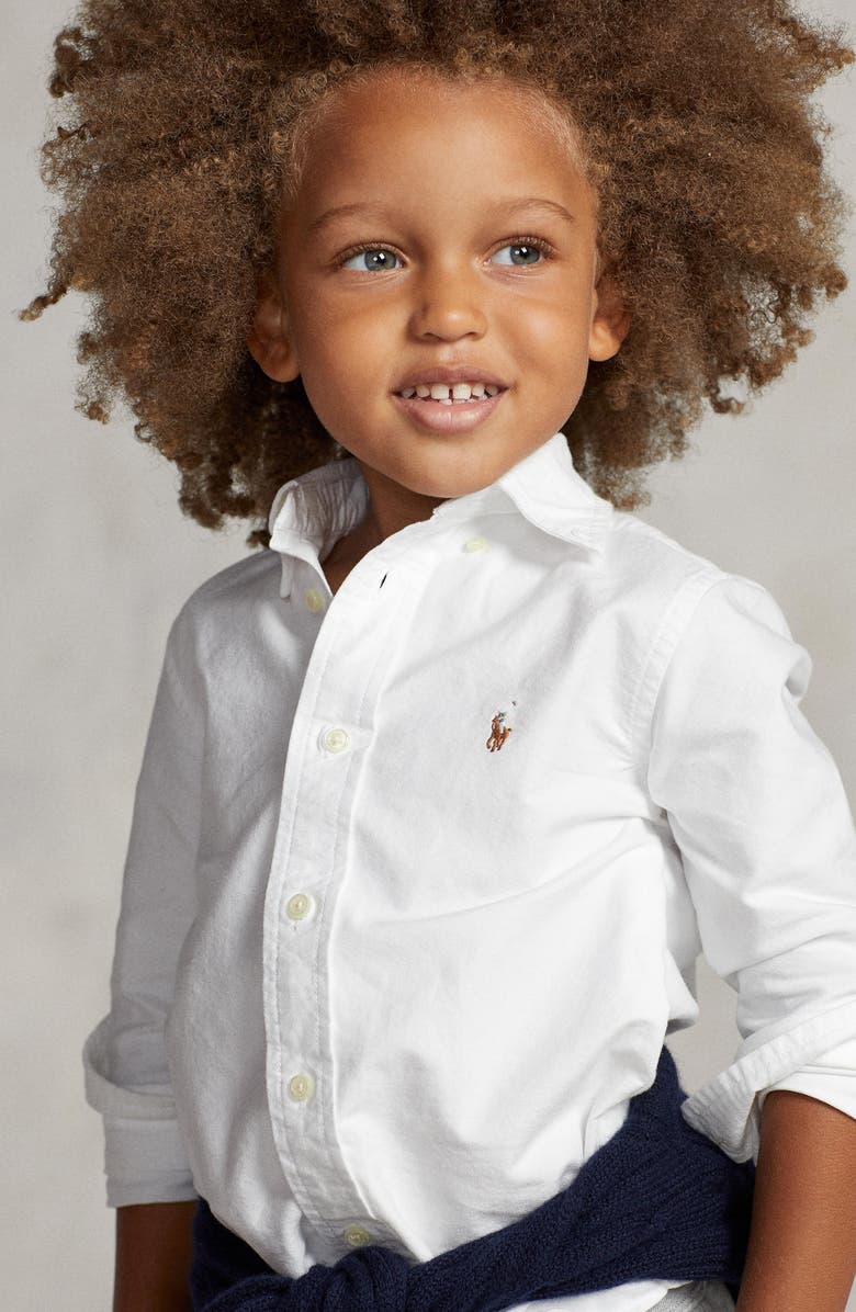 Polo Ralph Lauren Kids' Oxford Cotton Button-Down Shirt, Alternate, color, White