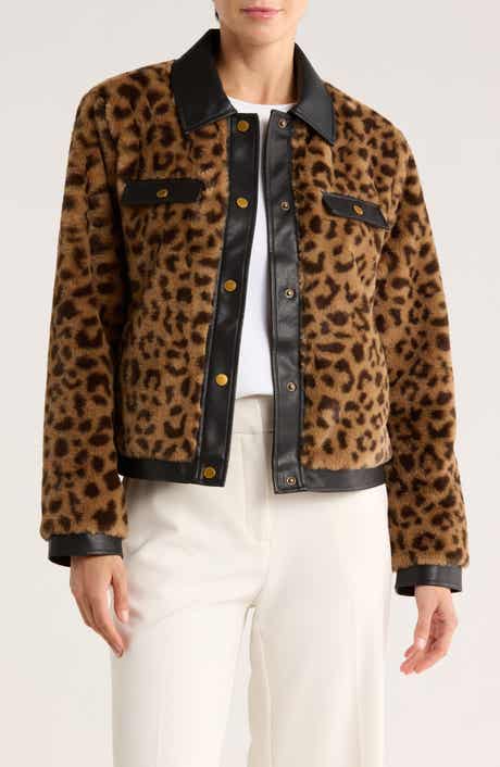 Rebecca Minkoff Faux Leather Trim Faux Fur Jacket
