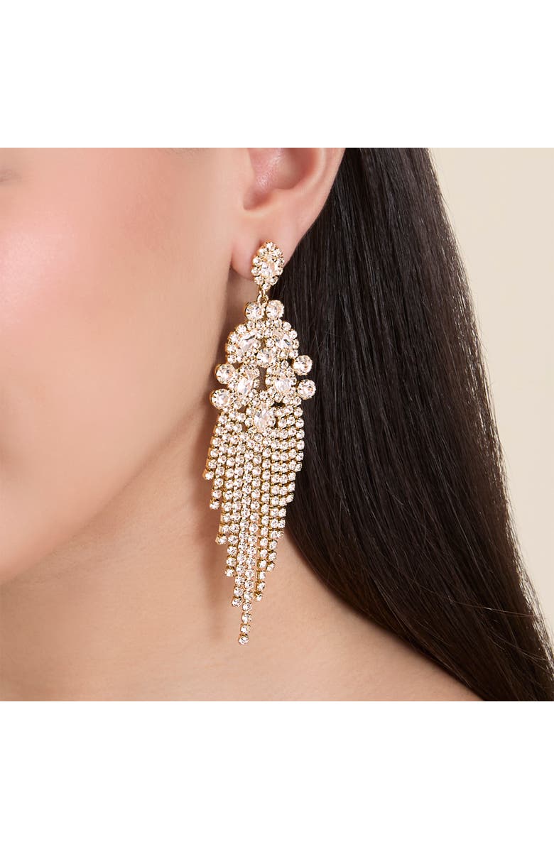 Jessica Simpson Crystal Fan Drop Earrings in Silver-Tone, Alternate, color, Silver