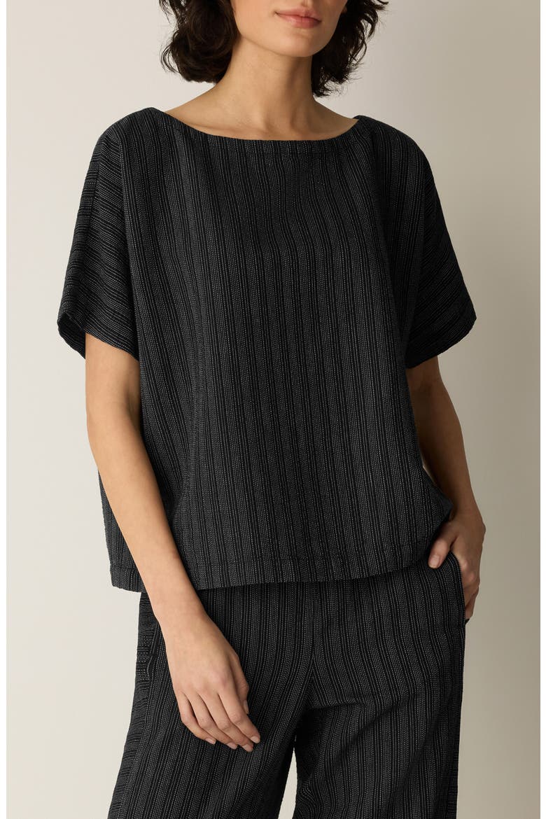 Bateau Neck Dolman Sleeve Top, Main, color, BLACK WHITE