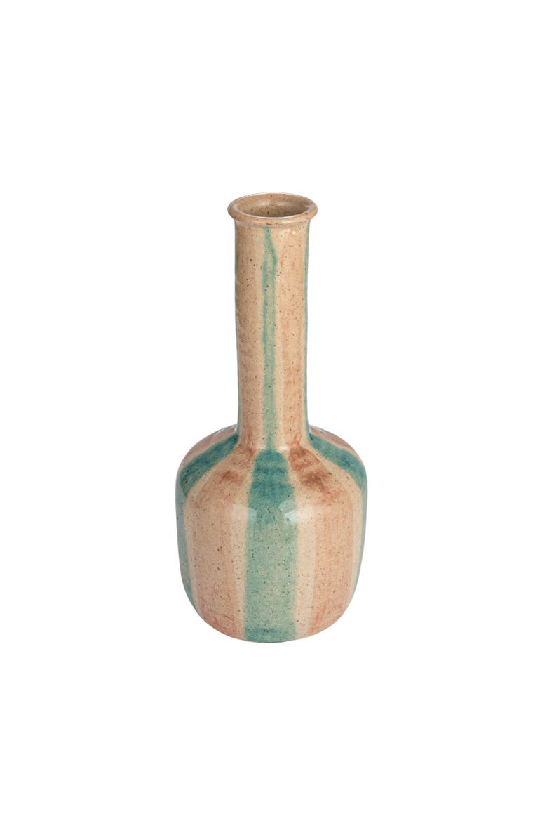 Storied Home Hand-Painted Terra-cotta Vase with Tall Neck, Crackle Glaze, Main, color, Multicolor