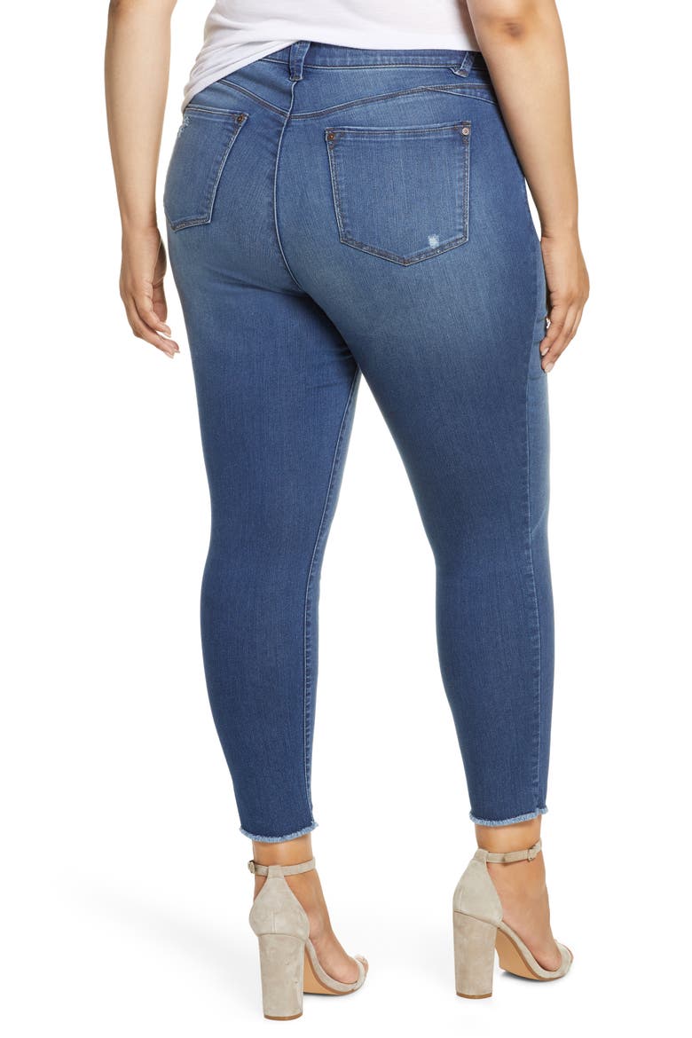 Ab-Solution Fray Hem Ankle Skinny Jeans (Nordstrom Exclusive), Alternate, color, BLUE