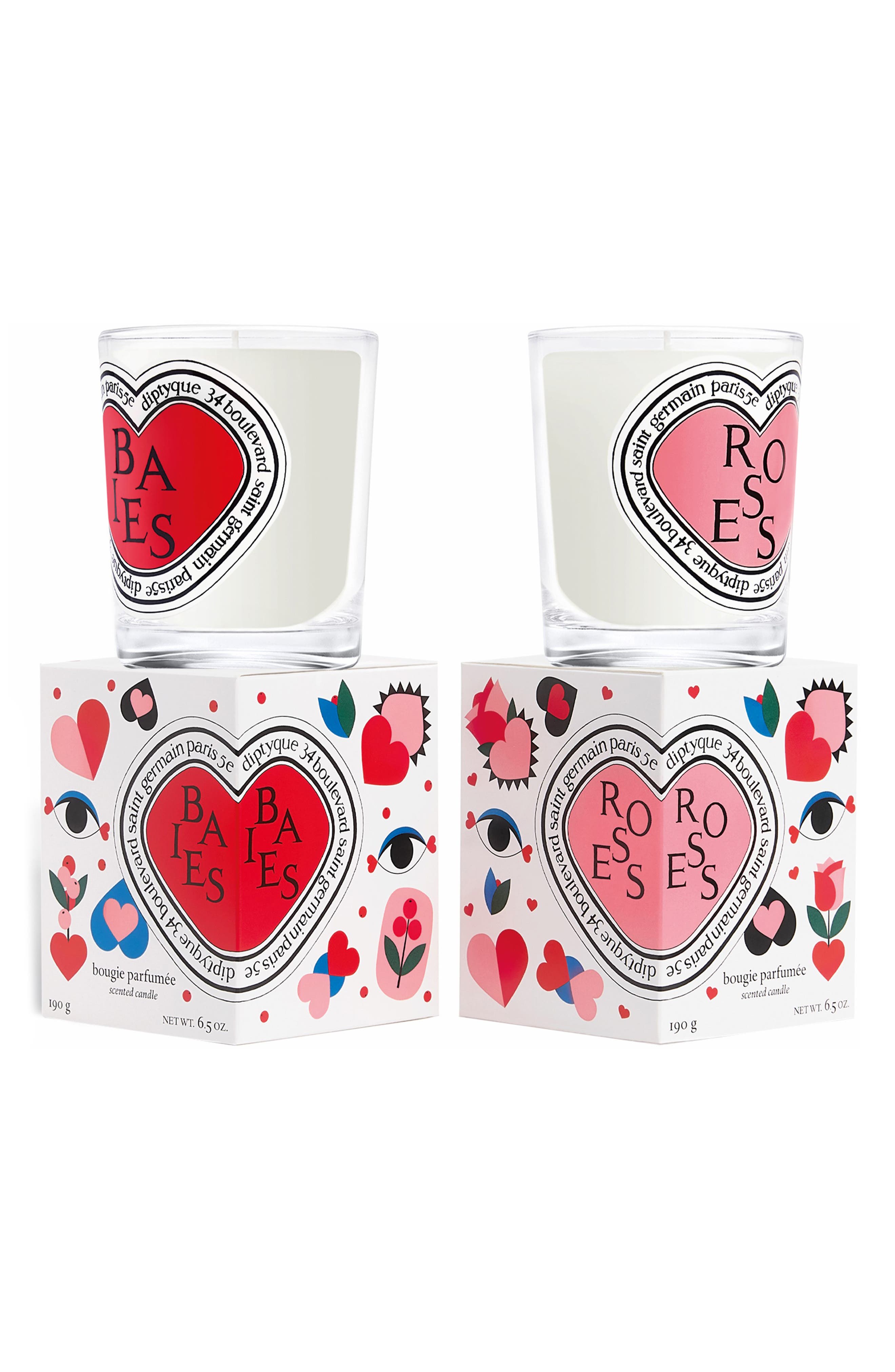 Diptyque Valentine's Day Baies (Berries) and Roses Candle Duo
