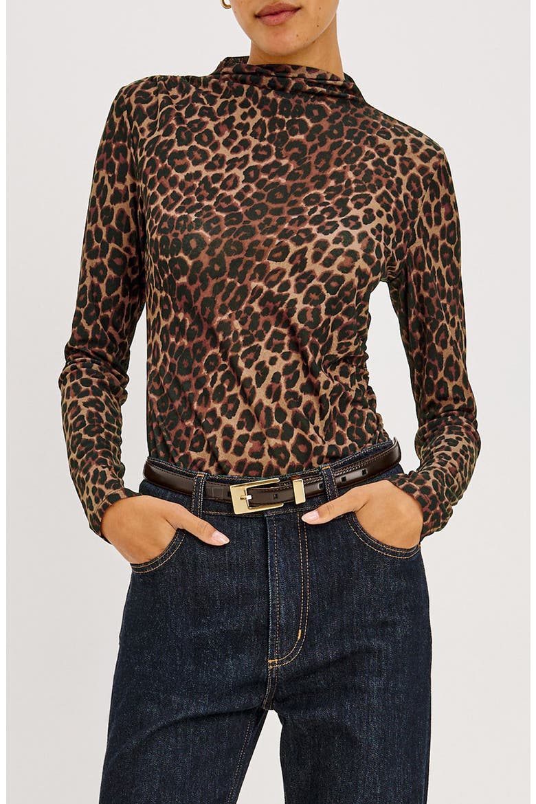 Joelle Mock Neck Mesh Top, Main, color, BROWN NALA