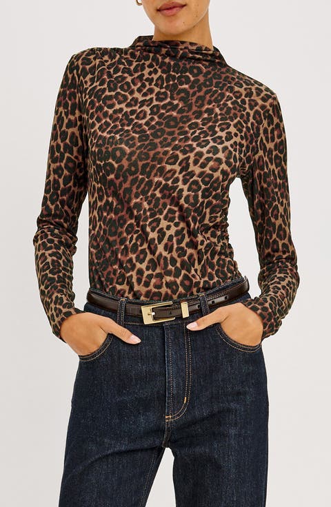 Joelle Mock Neck Mesh Top
