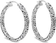 DEVATA 35mm Filigree Hoop Earrings in Sterling Silver
