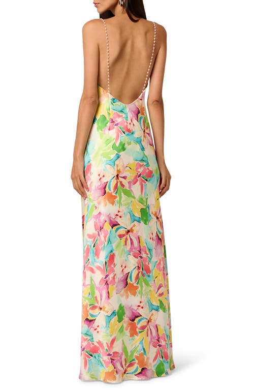 LIV FOSTER LIV FOSTER LOLA FLORAL PRINT COWL NECK SATIN DRESS