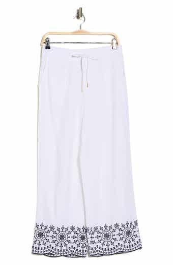 Ellen Tracy Embroidered Hem Crop Pants