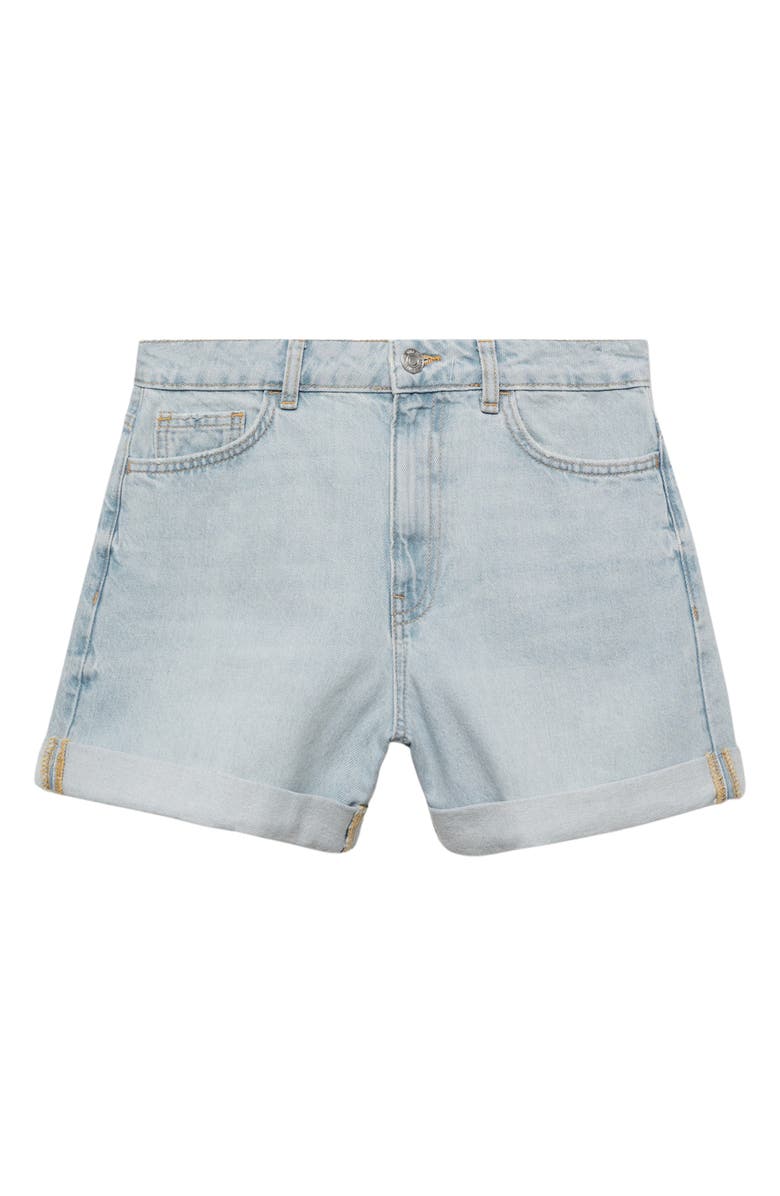 MANGO High Waist Denim Mom Shorts, Alternate, color,