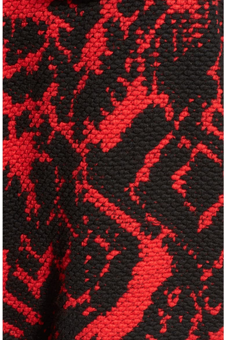 Fringe Trim Knit Hooded Poncho, Alternate, color, MAASIAI RED/ BLACK