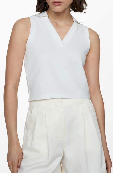 Sleeveless Crop Piqué Polo