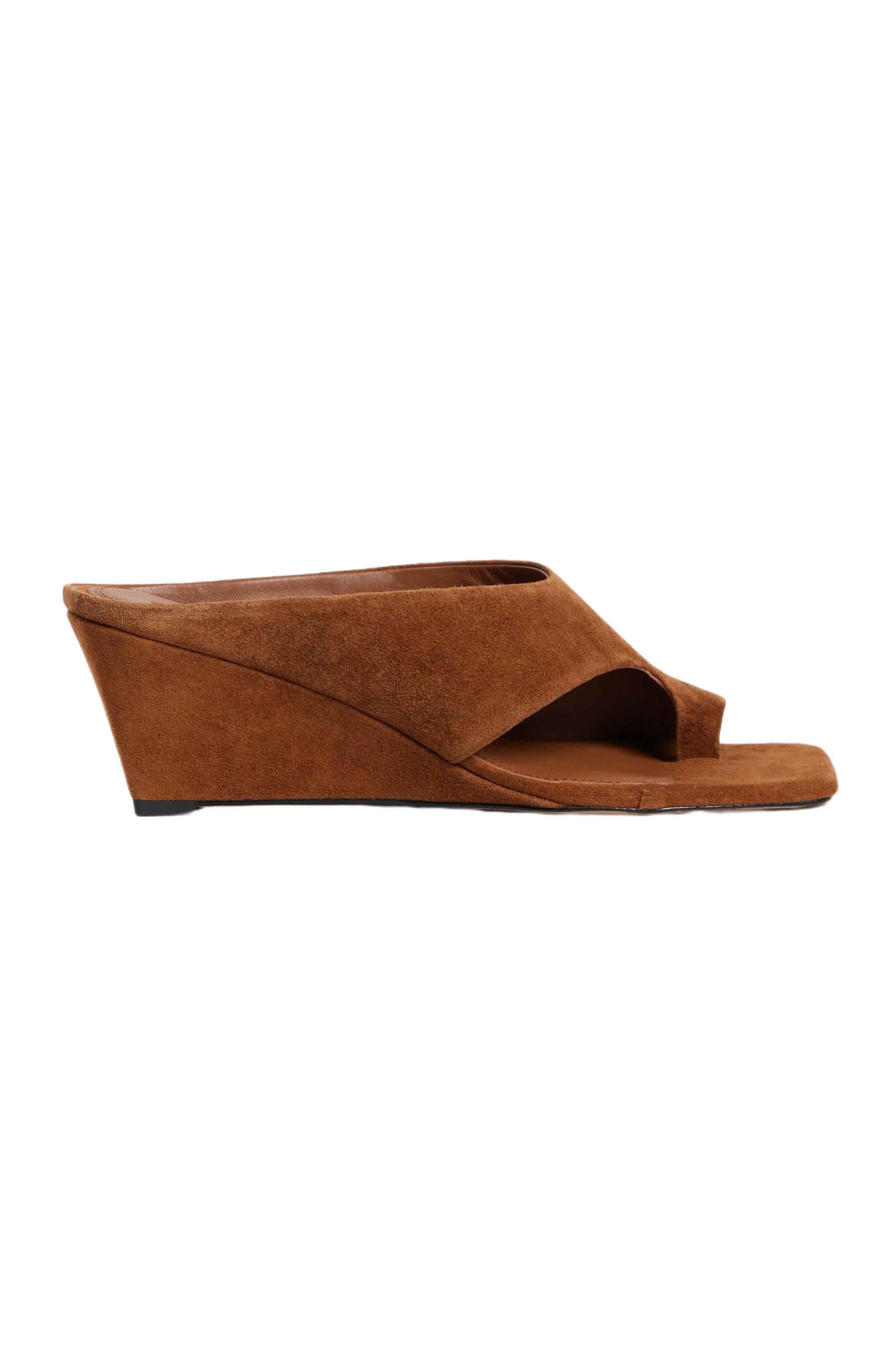 SANDRO Suede wedge sandals, Main, color, Brown