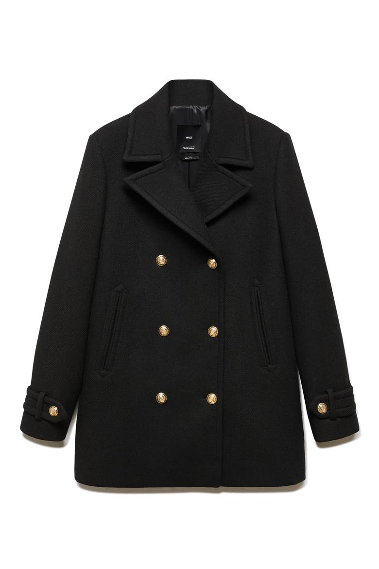 Double Breasted Coat, Alternate, color, BLACK