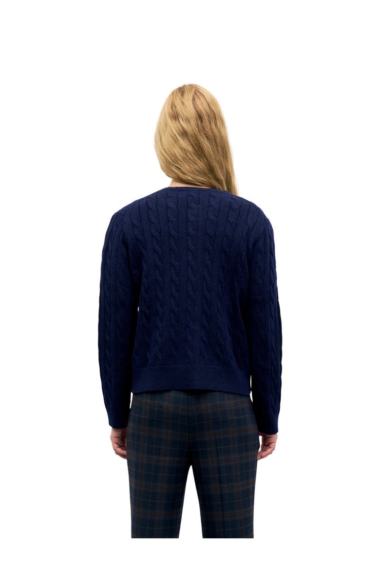 Raiza Cable Knit Cardigan, Alternate, color, Navy Blue