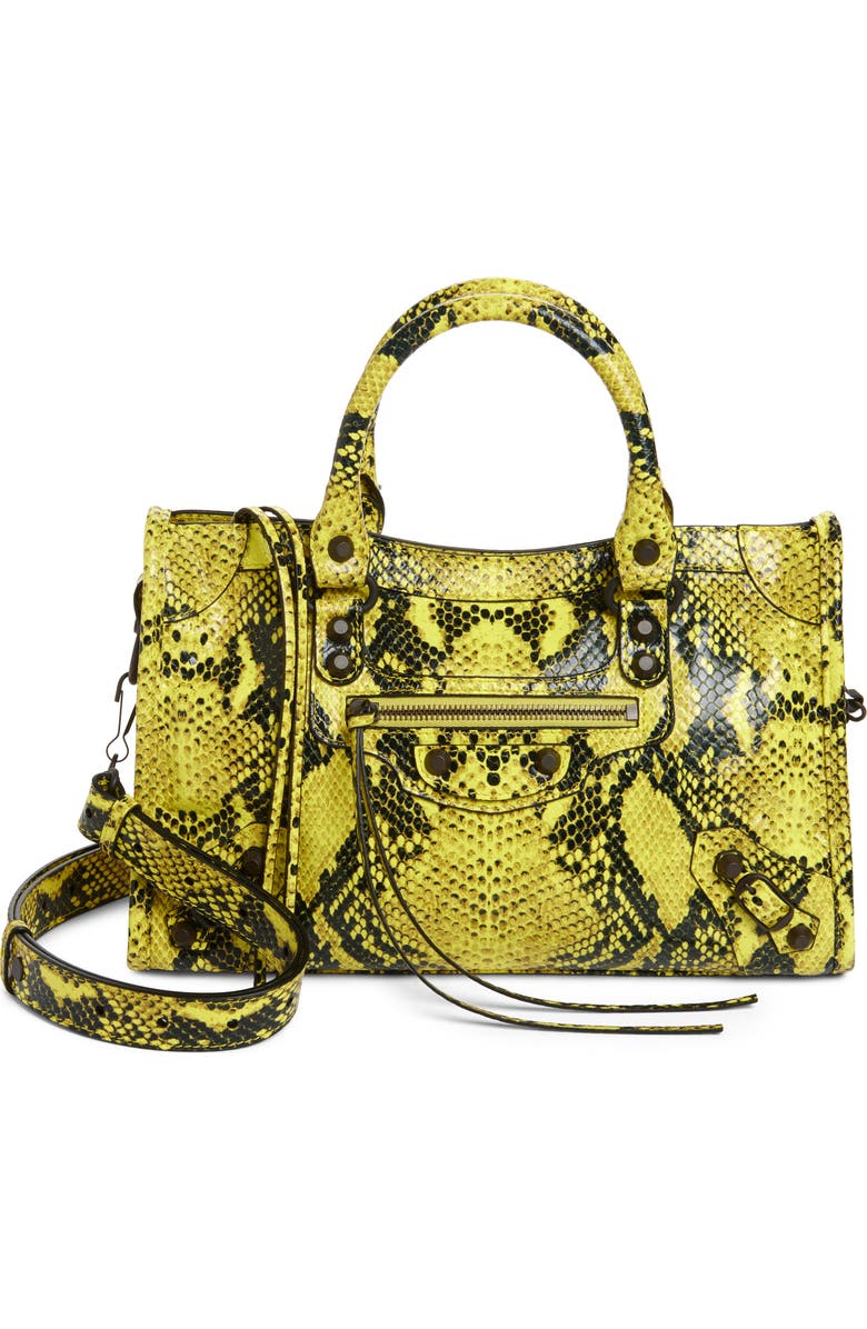Balenciaga Small Le City Python Embossed Leather Top Handle Bag, Main, color,