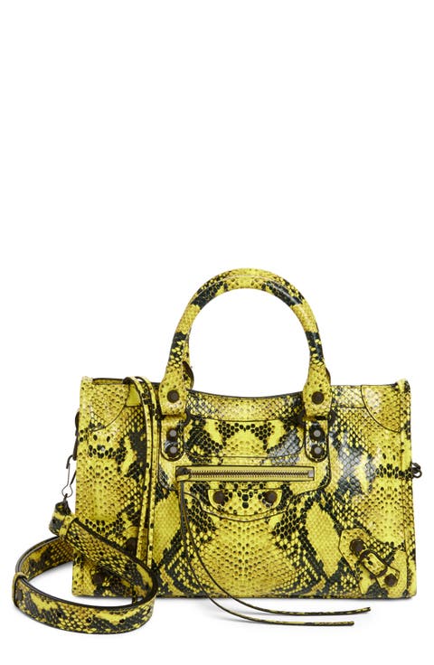 Small Le City Python Embossed Leather Top Handle Bag