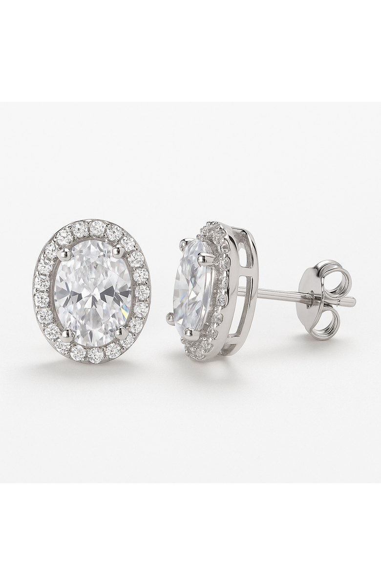 Donatello Gian Sterling Silver Oval Halo Earrings, Main, color, Silver