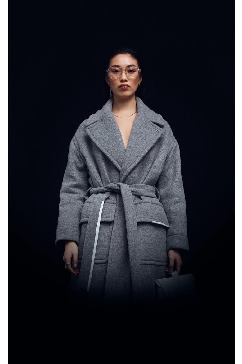 Sustainable Wool Down Coat, Alternate, color, Gray