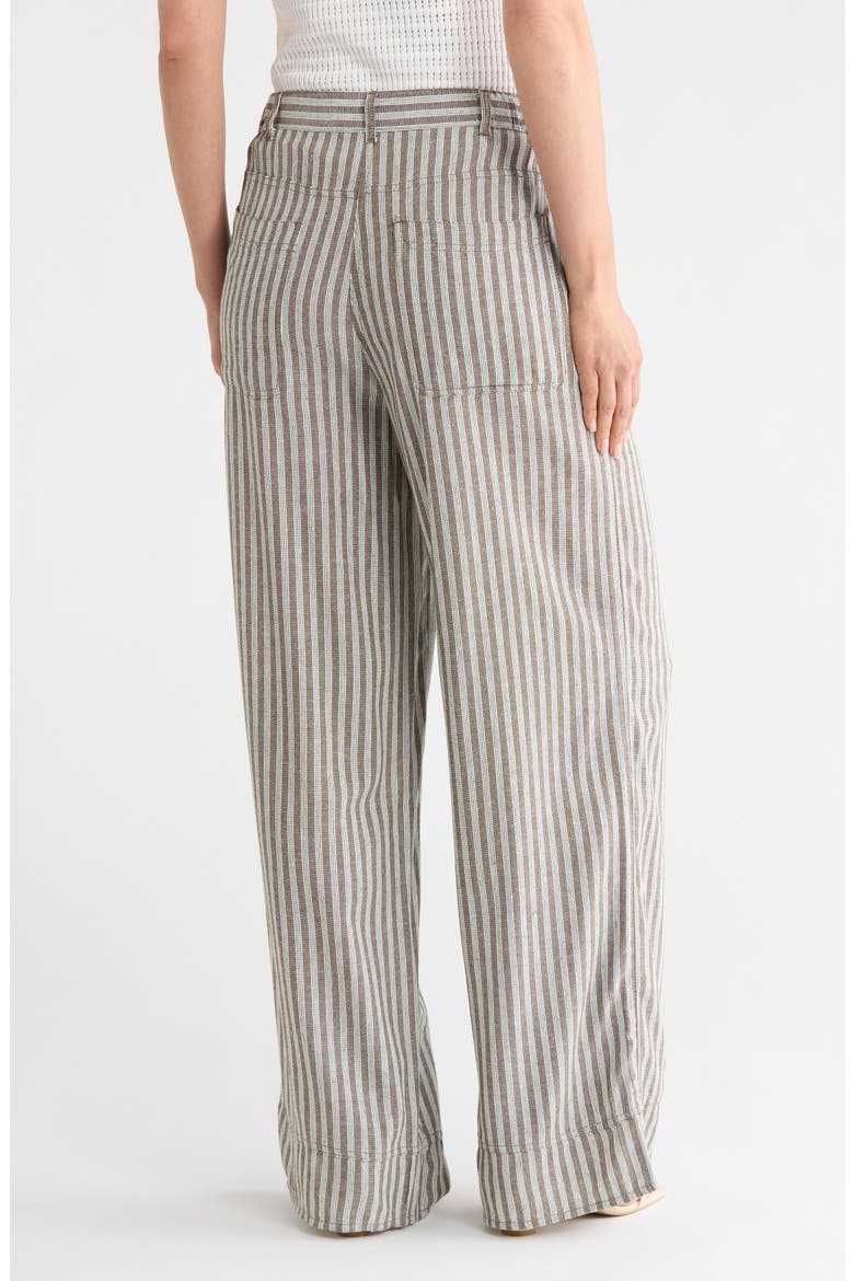 Stripe High Waist Wide Leg Linen Blend Pants, Alternate, color, OLIVE CARRIER STRIPE