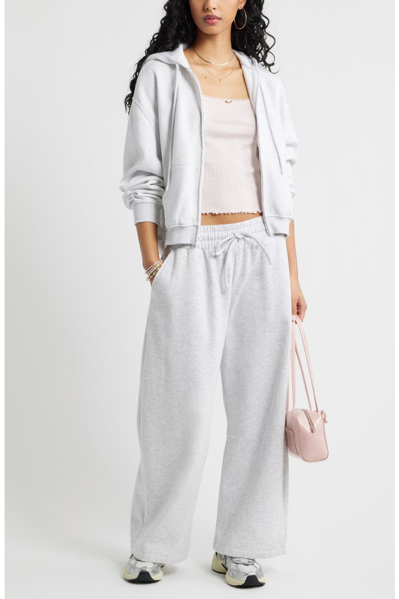 Barrel Leg Fleece Sweatpants, Alternate, color, GREY FOG HEATHER