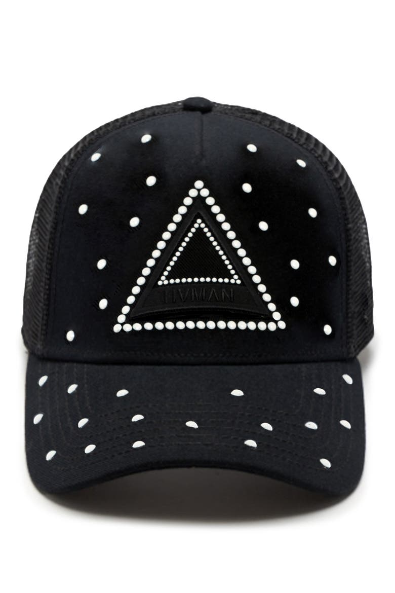 Triangle Logo Snapback Trucker Hat, Alternate, color, BLACK
