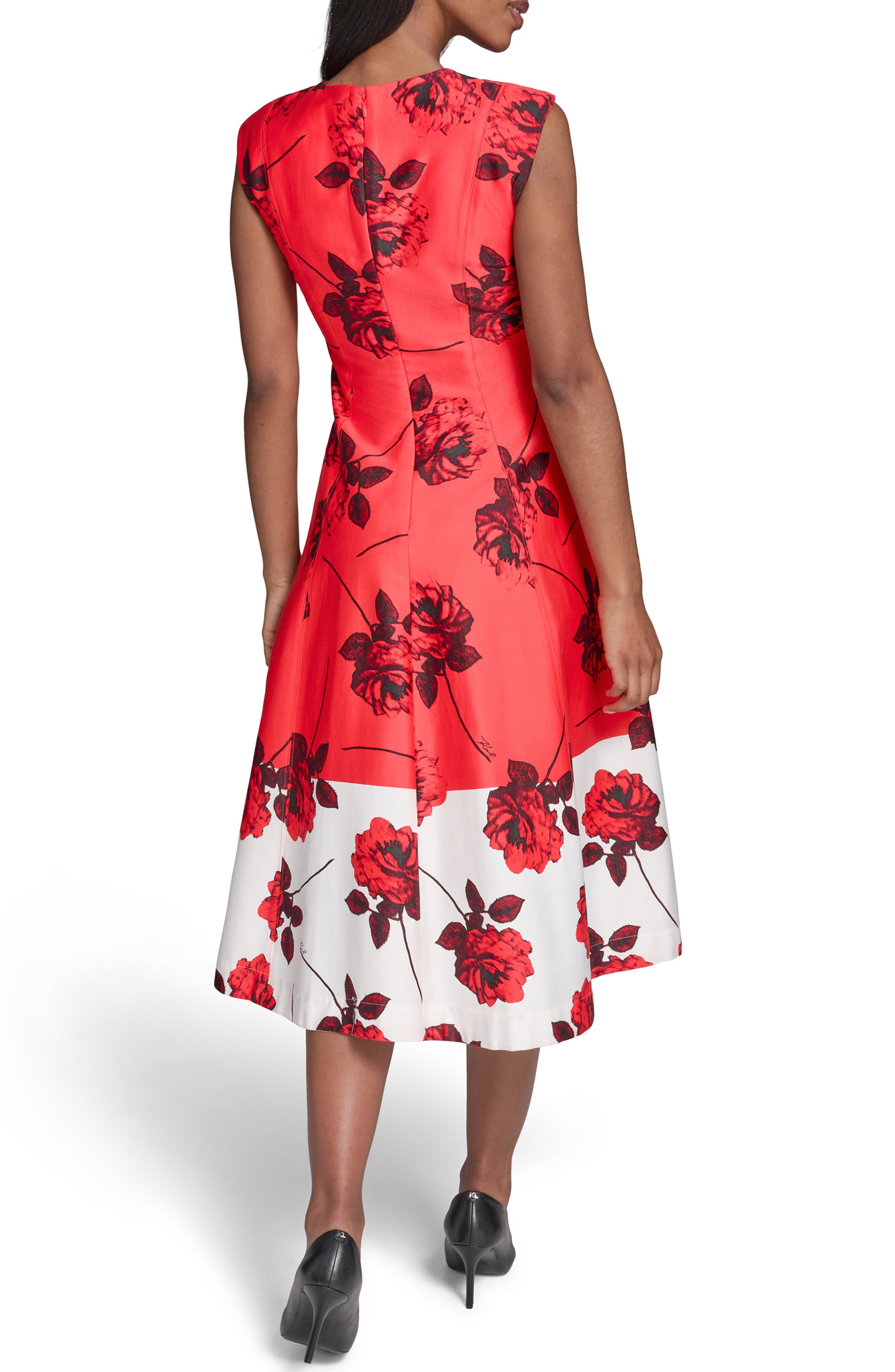 Floral Colorblock Stretch Cotton Midi Dress - image 2