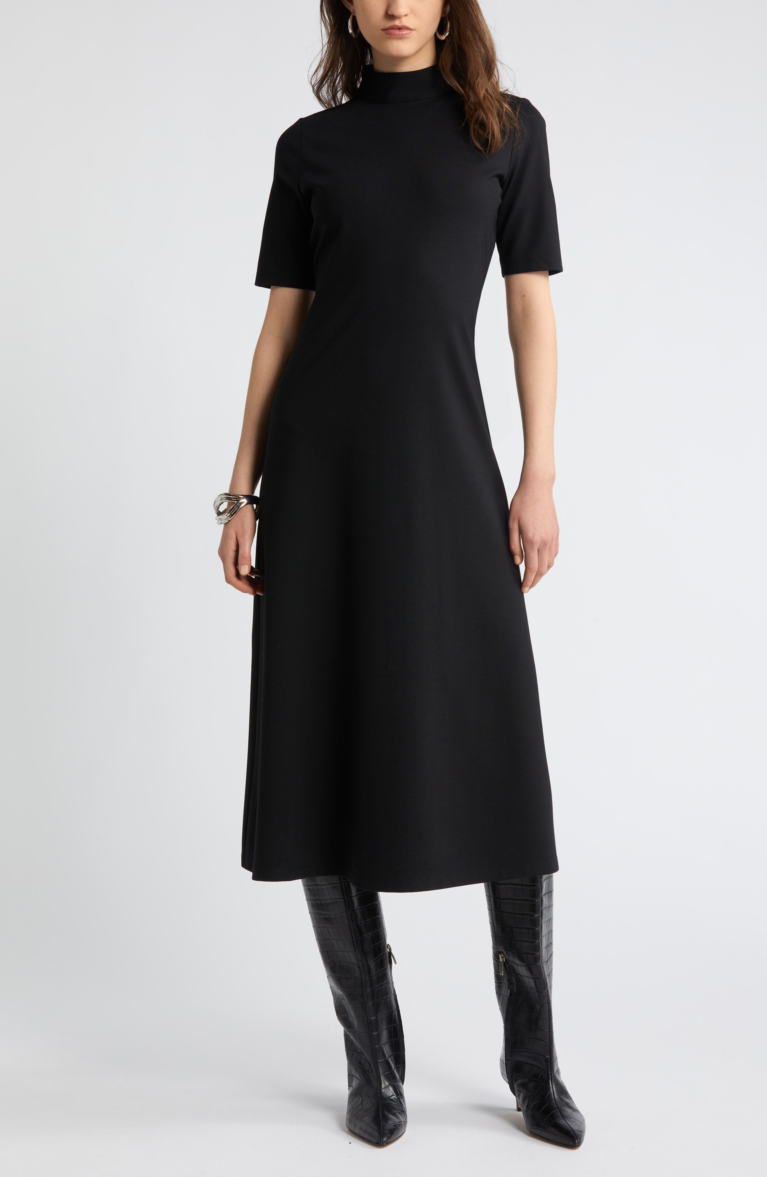 ponte knit fit and flare dress Nordstrom Mock Neck & (Women) _okendo:syndication_key:CL127639047
