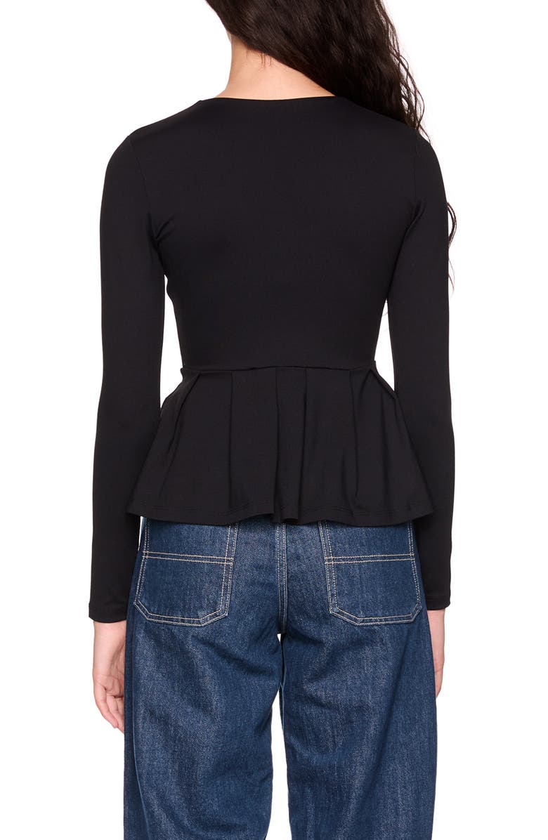 Susana Monaco Long Sleeve Peplum Top, Alternate, color, Black