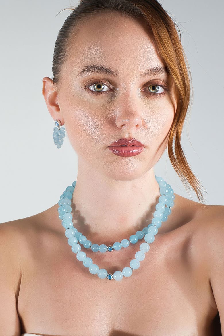Isla Cascade Cluster Aquamarine Bead Drop Earrings, Alternate, color, Auqamarine