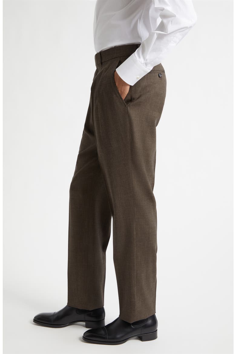 Fresco New Double Pleat Mohair, Wool & Linen Blend Pants, Alternate, color, KHAKI BROWN