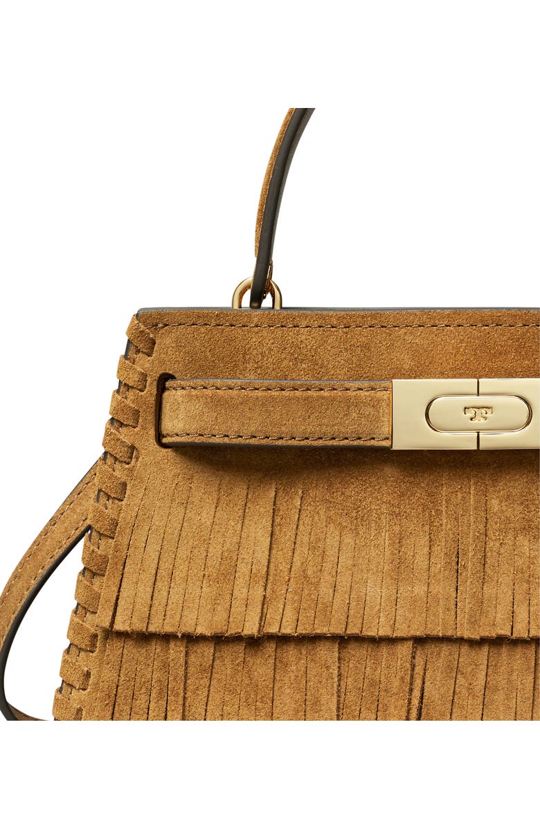 Tory Burch Petite Lee Radziwill Suede Fringe Double Bag, Alternate, color, Wild Tabacco