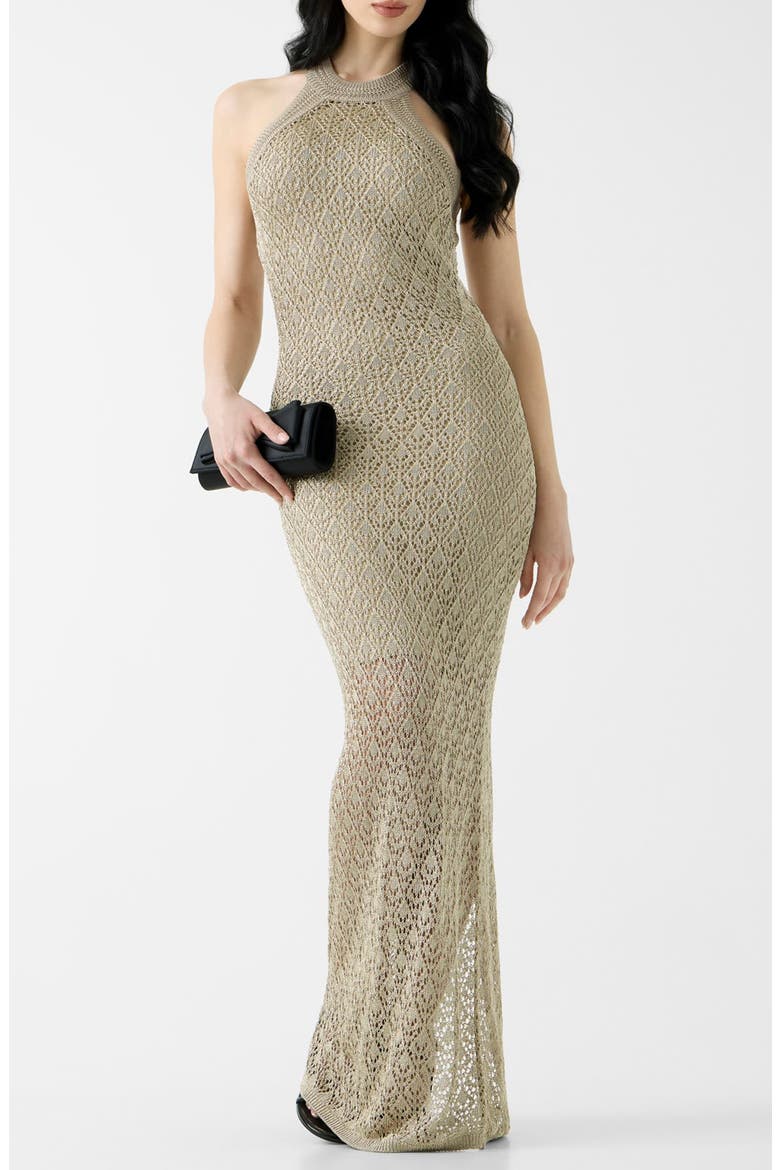 Pointelle Stitch Gown, Main, color, MEDIUM BEIGE