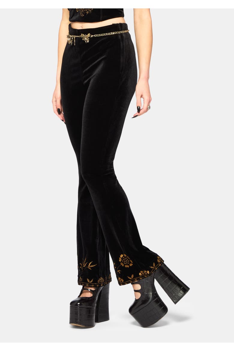 Kobra Velour Embroidered Flare Trouser, Alternate, color, Black