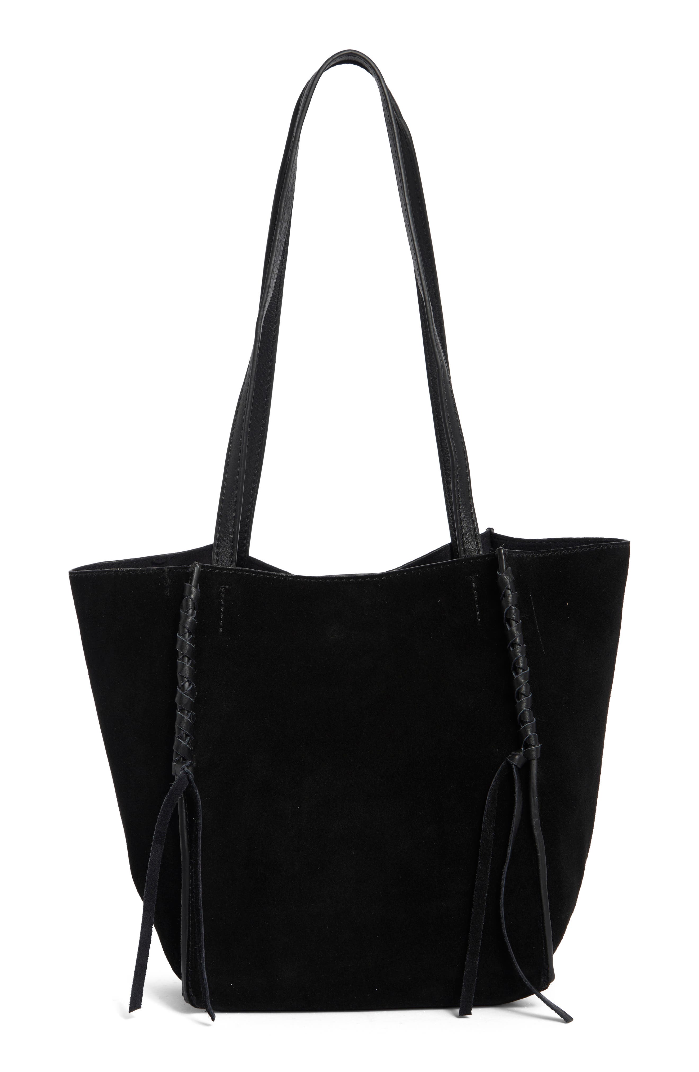 Edge Mini Suede Tote, Alternate, color, BLACK SUEDE