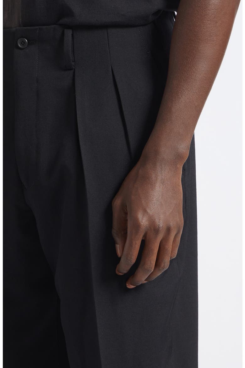 Gabardine Double Pleated Wide Leg Pants, Alternate, color, BLACK
