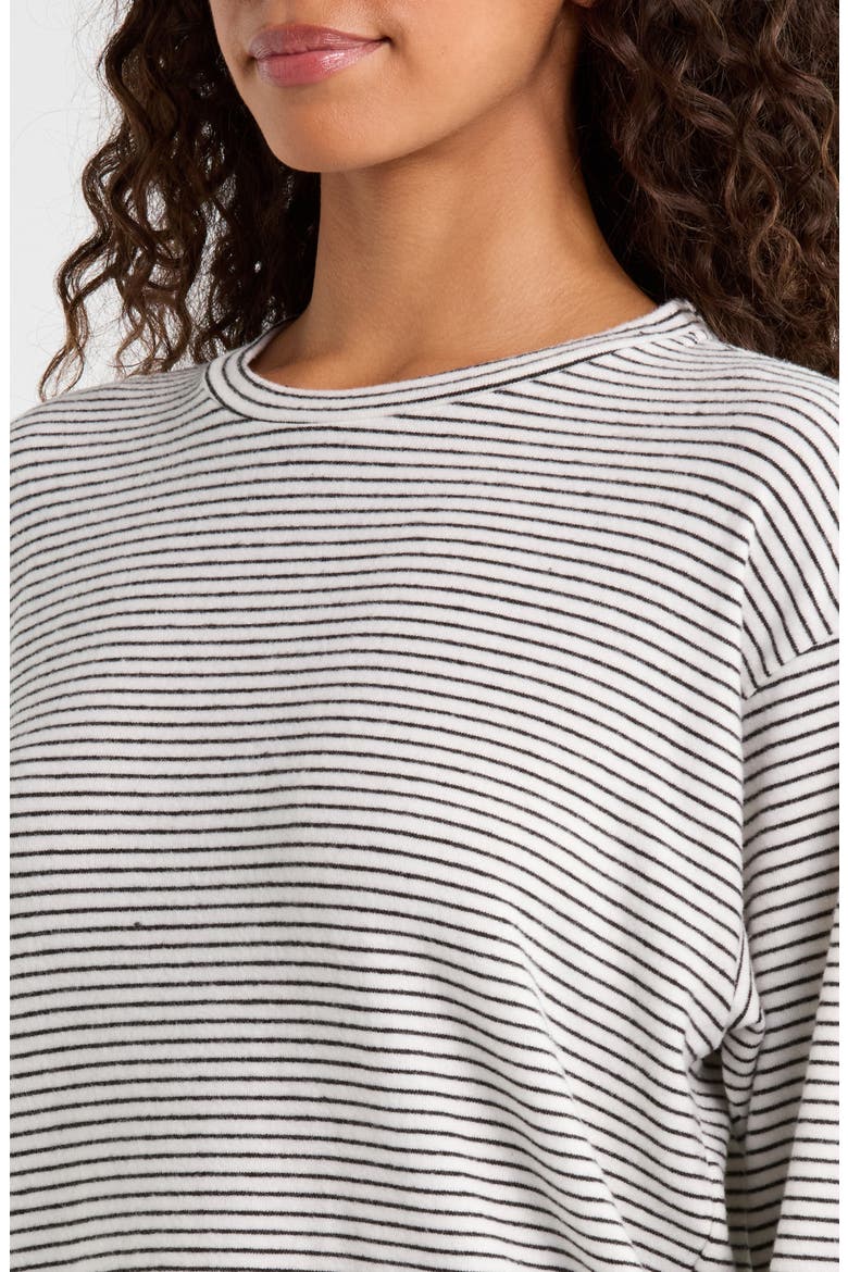 Clementine Striped Sleep Top, Alternate, color, WHITE/BLACK