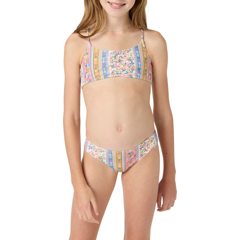 O'neill Kids' Cora Ruched Floral Two-piece Swimsuit In Multi
