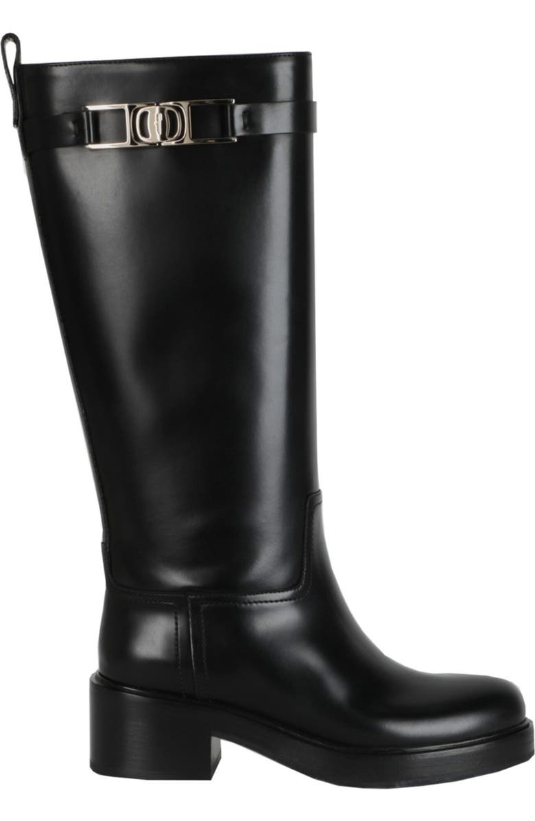 FERRAGAMO Rosalie Tall Leather Boot, Alternate, color, Black