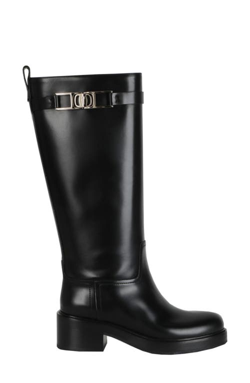 Ferragamo Rosalie Tall Leather Boot In Black
