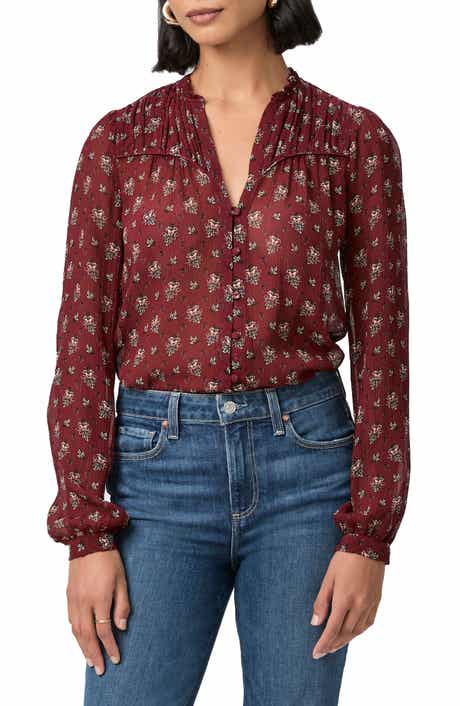 Monika Leaf Print Silk Button-Up Shirt