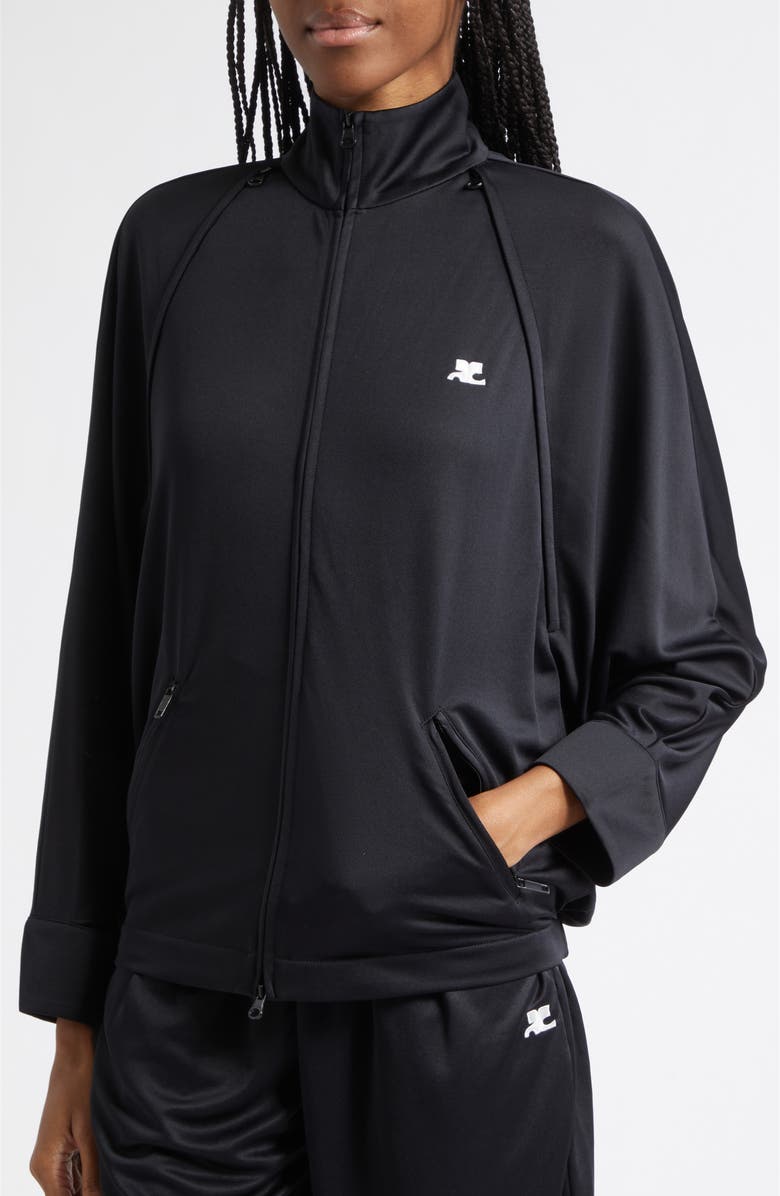 Courrèges Cutout Track Jacket, Alternate, color, Black