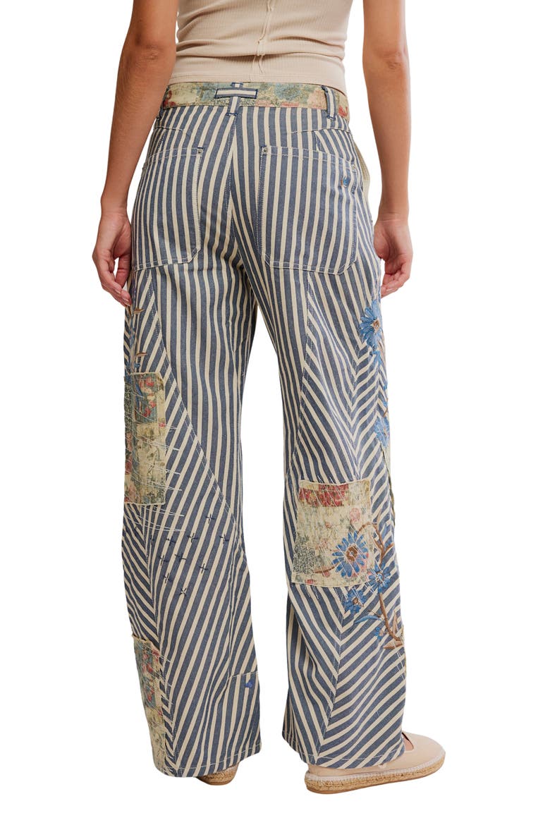 Runyon High Waist Patch Detail Stripe Cotton Pants, Alternate, color, WEST RIDGE