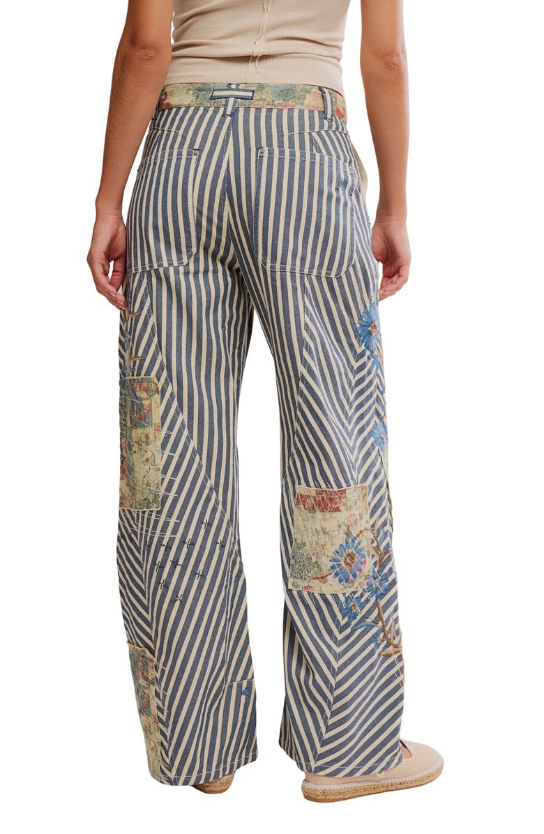 Free People Runyon High Waist Patch Detail Stripe Cotton Pants, Alternate, color, West Ridge