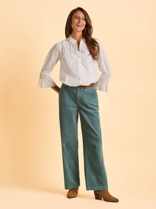 Brakeburn Elva 3/4 Sleeve High Neck Shirt In White
