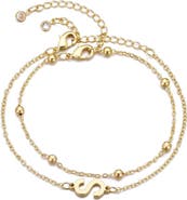 Adornia 2-Piece Initial Bead Chain Bracelet Set