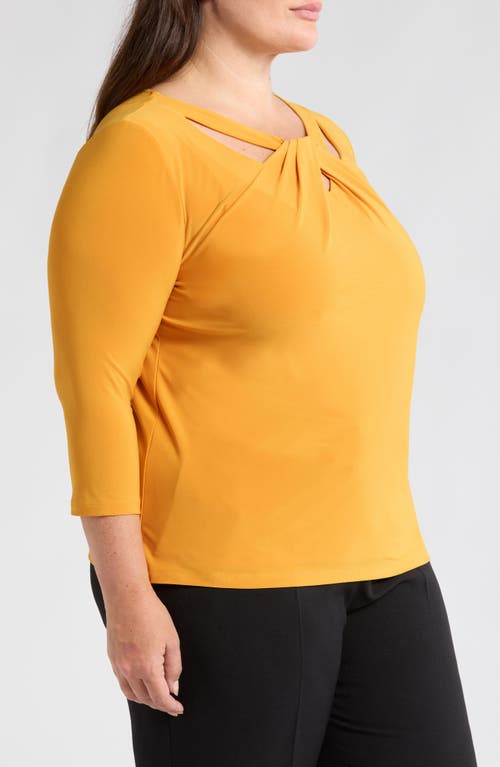 Kasper Twist Neck Cutout Top In Gold Signature