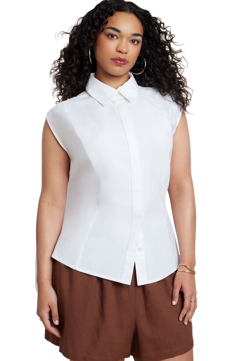 Button Up Shirt With Open Back, Main, color, WHITE